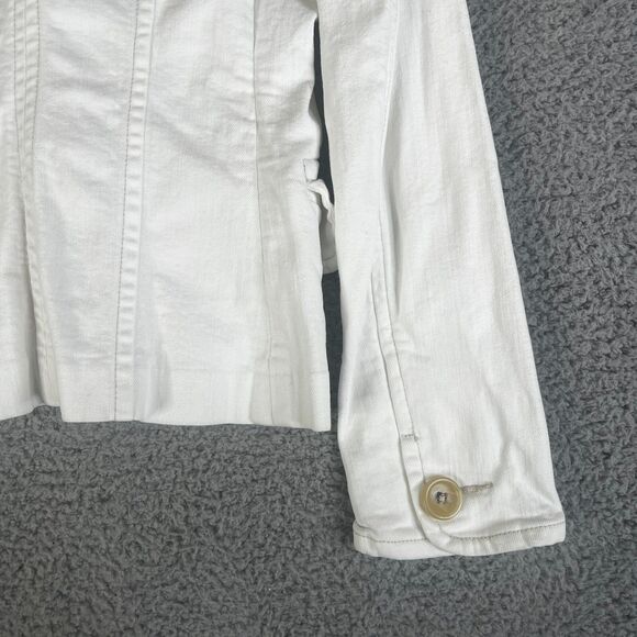 Banana Republic Denim Jacket Womens 6 White Trucker Button Cotton Stretch - Picture 6 of 11